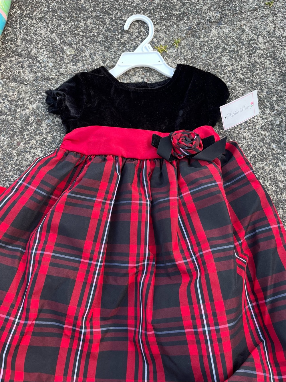 ♥️💙NEW Girls Black Velvet & Red Plaid
